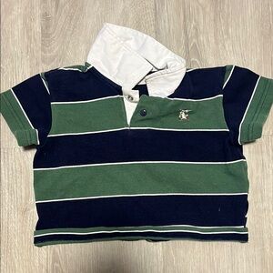 Kids Striped Polo Shirt - Green and White